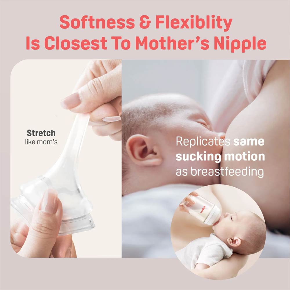 Pigeon SofTouch Anti-Colic Wide Neck Nipple Size M (3m+) - 2 Pcs