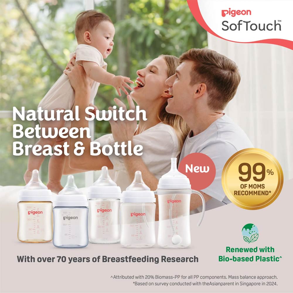 Pigeon SofTouch Anti-Colic Wide Neck Nipple Size M (3m+) - 2 Pcs