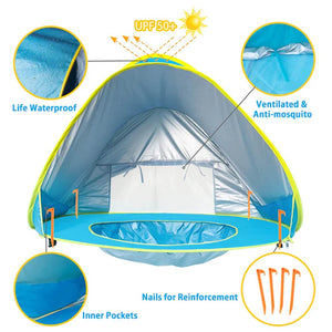 Pop Up Baby Beach Tent with Cover - Blue