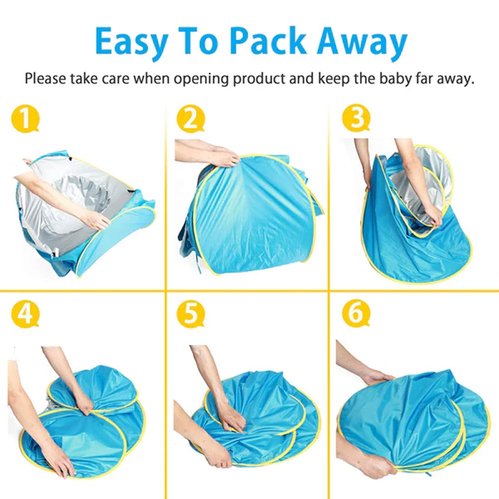 Pop Up Baby Beach Tent with Cover - Blue