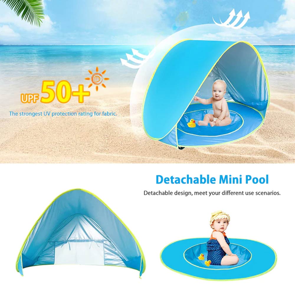 Pop Up Baby Beach Tent with Cover - Blue