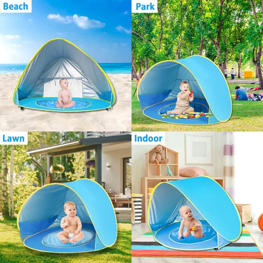 Pop Up Baby Beach Tent with Cover - Blue