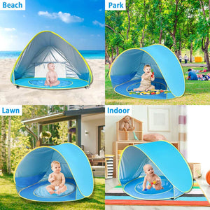 Pop Up Baby Beach Tent with Cover - Blue