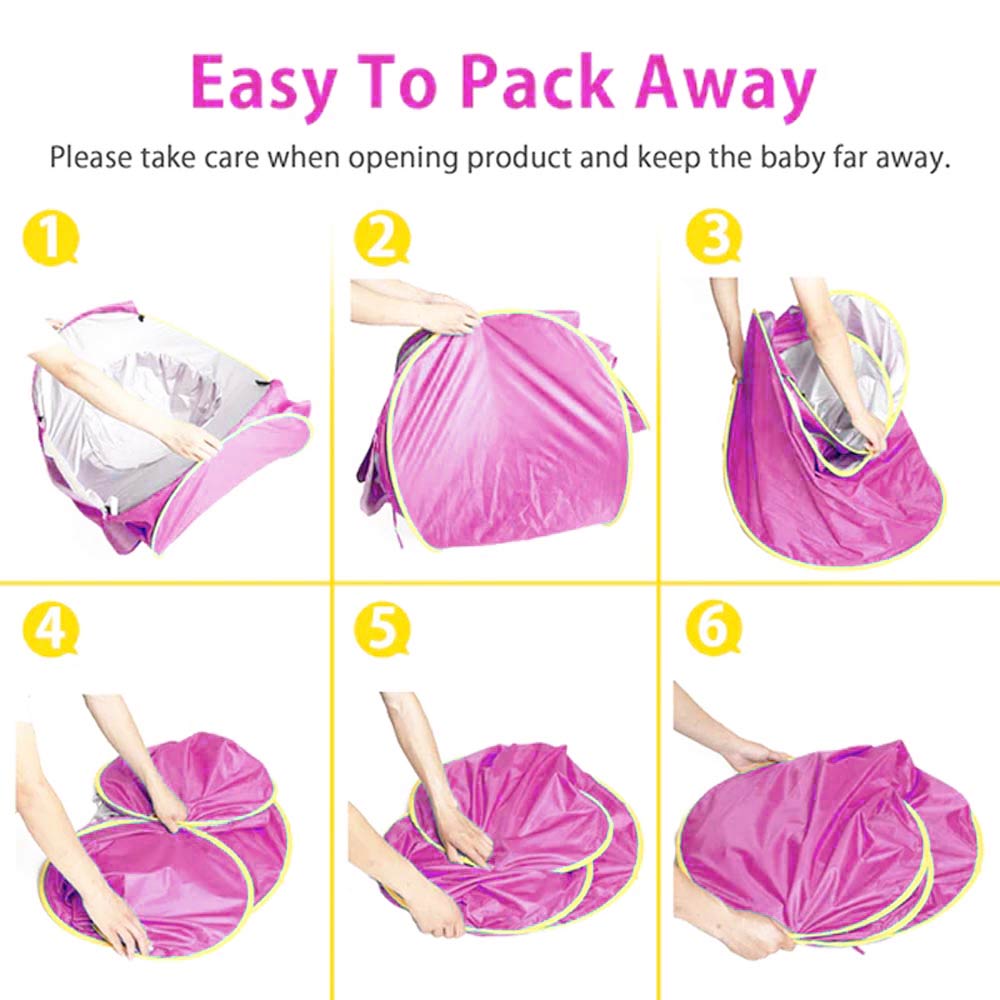 Pop Up Baby Beach Tent with Cover - Pink