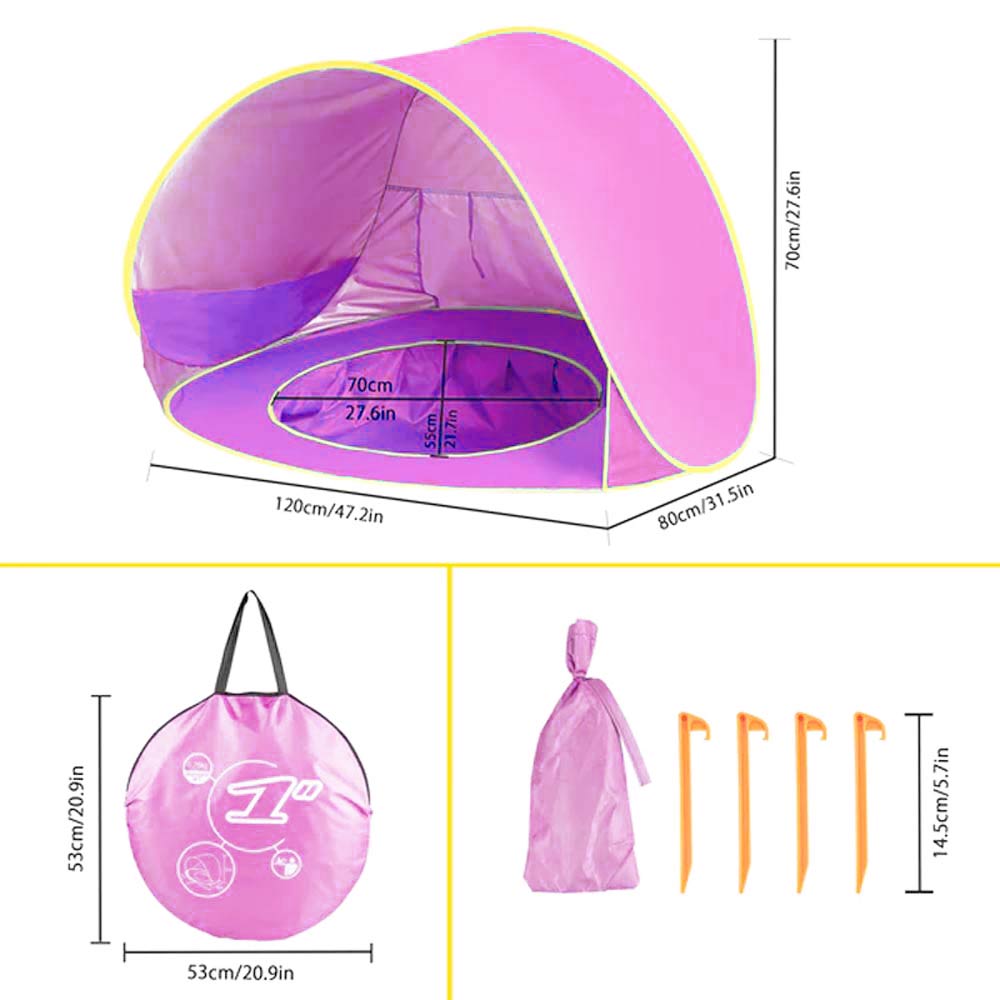 Pop Up Baby Beach Tent with Cover - Pink