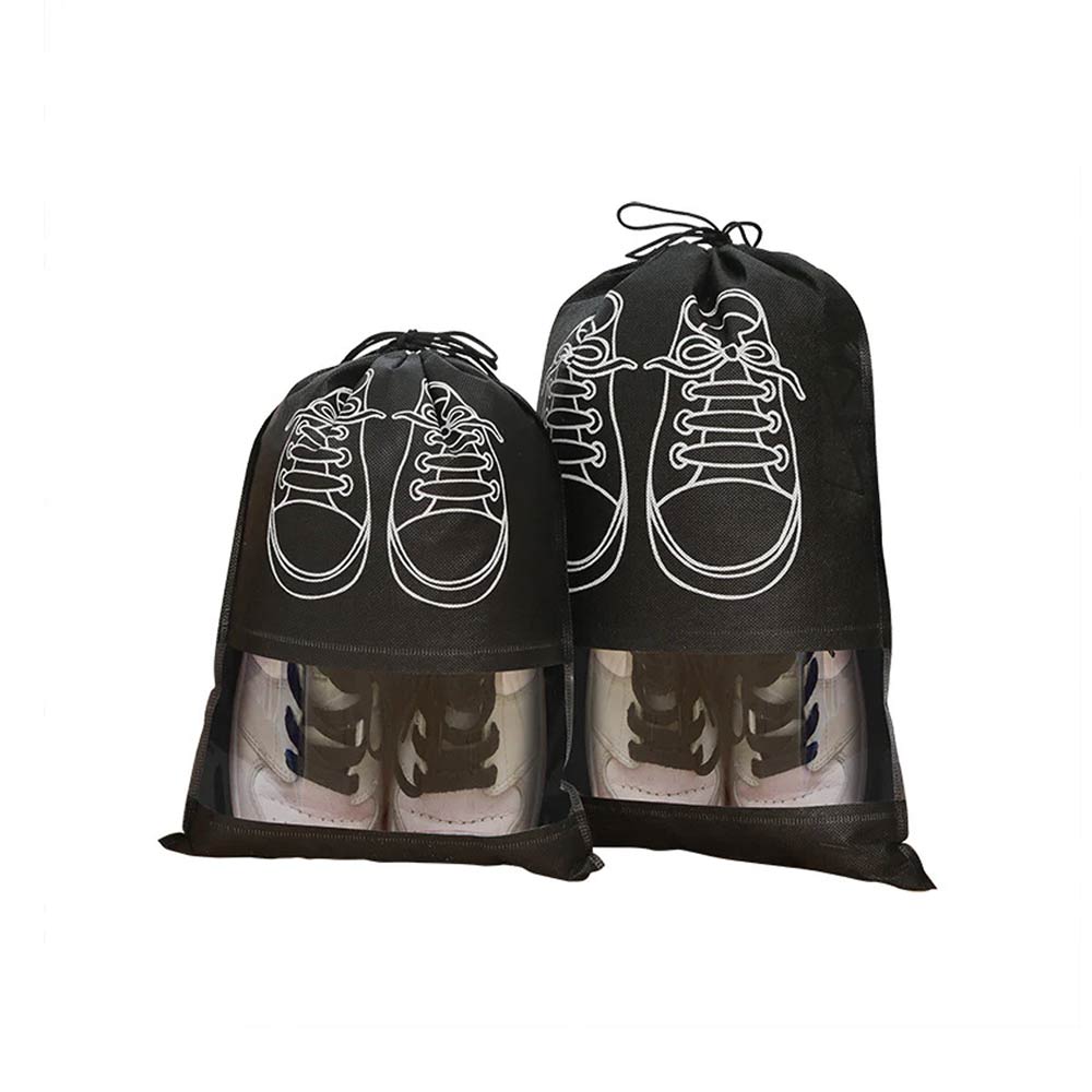 Portable Travel Shoe Waterproof Bag with View - Black