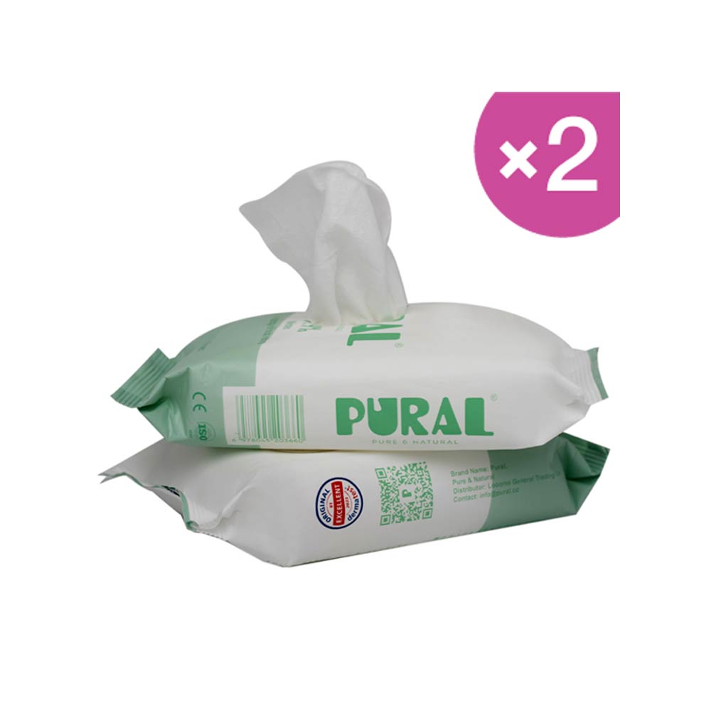 Pural Wipes 99.9% Water - 40 Wipes Pack of 2