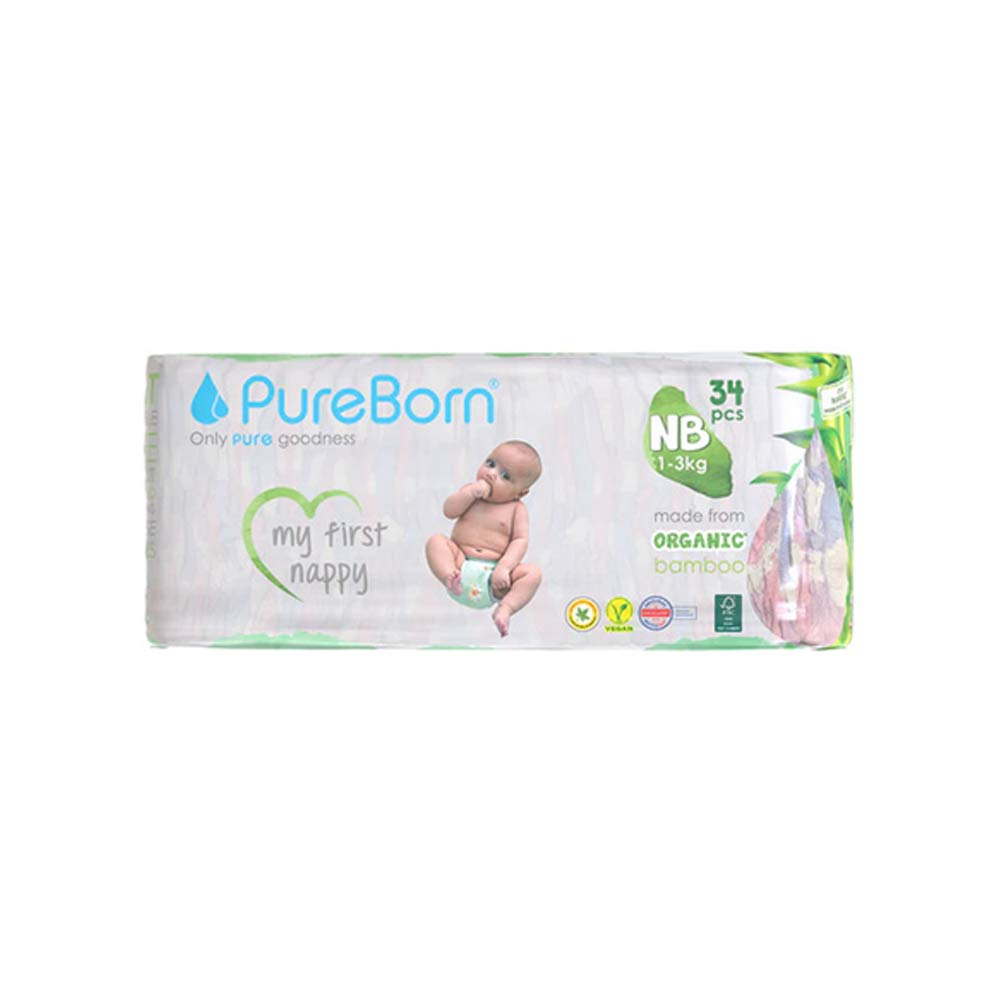 Pureborn New Born Single (1-3kg) - 34 Diapers