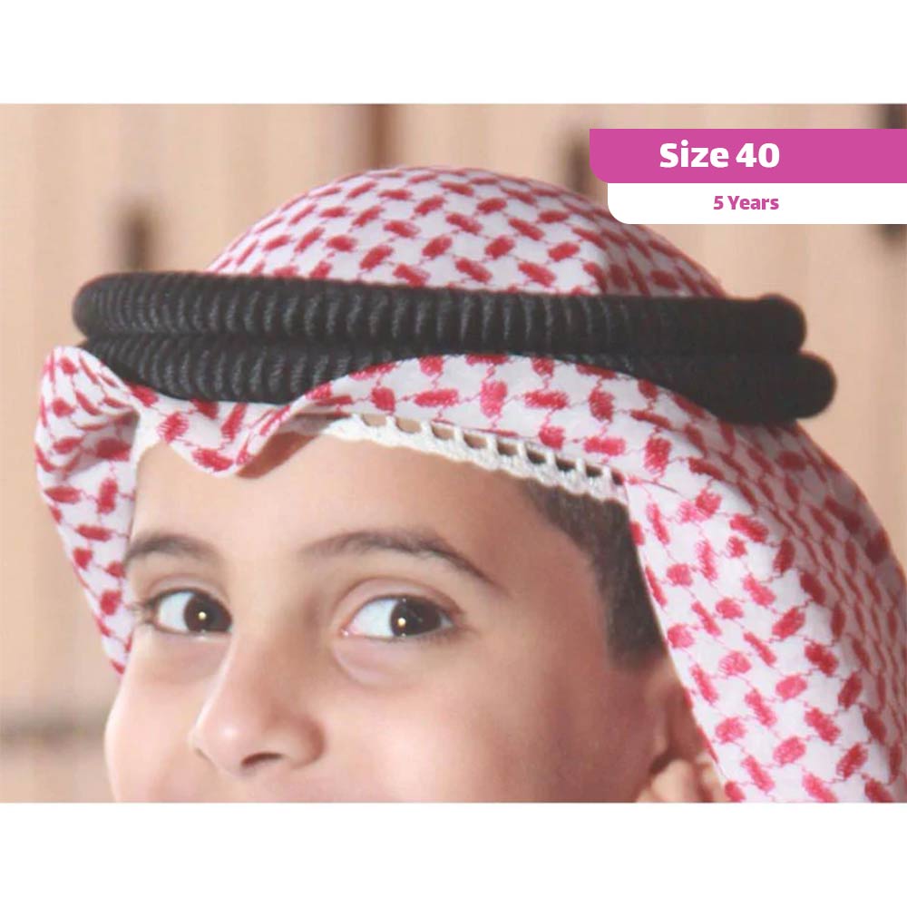 الجزيرة شماغ جاهز بالخياطة مع عقال للأولاد - Size40