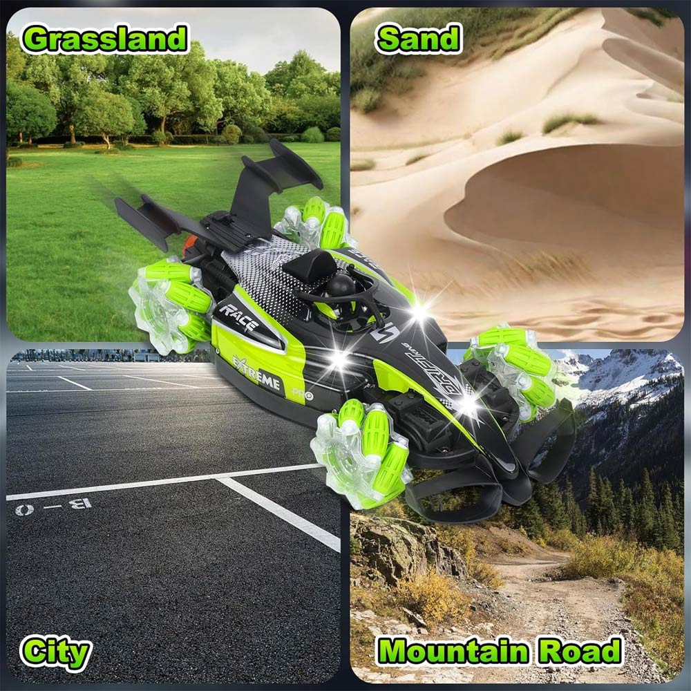 Remote Control Stunt Car Spray 2.4Ghz Light & Sound - Green