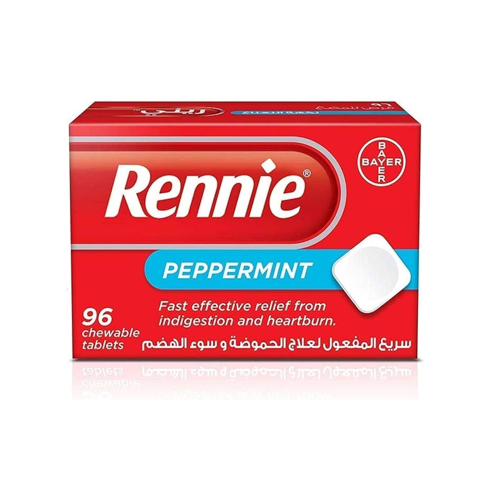 Rennie Peppermint For Indigestion & Heartburn - 96 Chewable Tablets