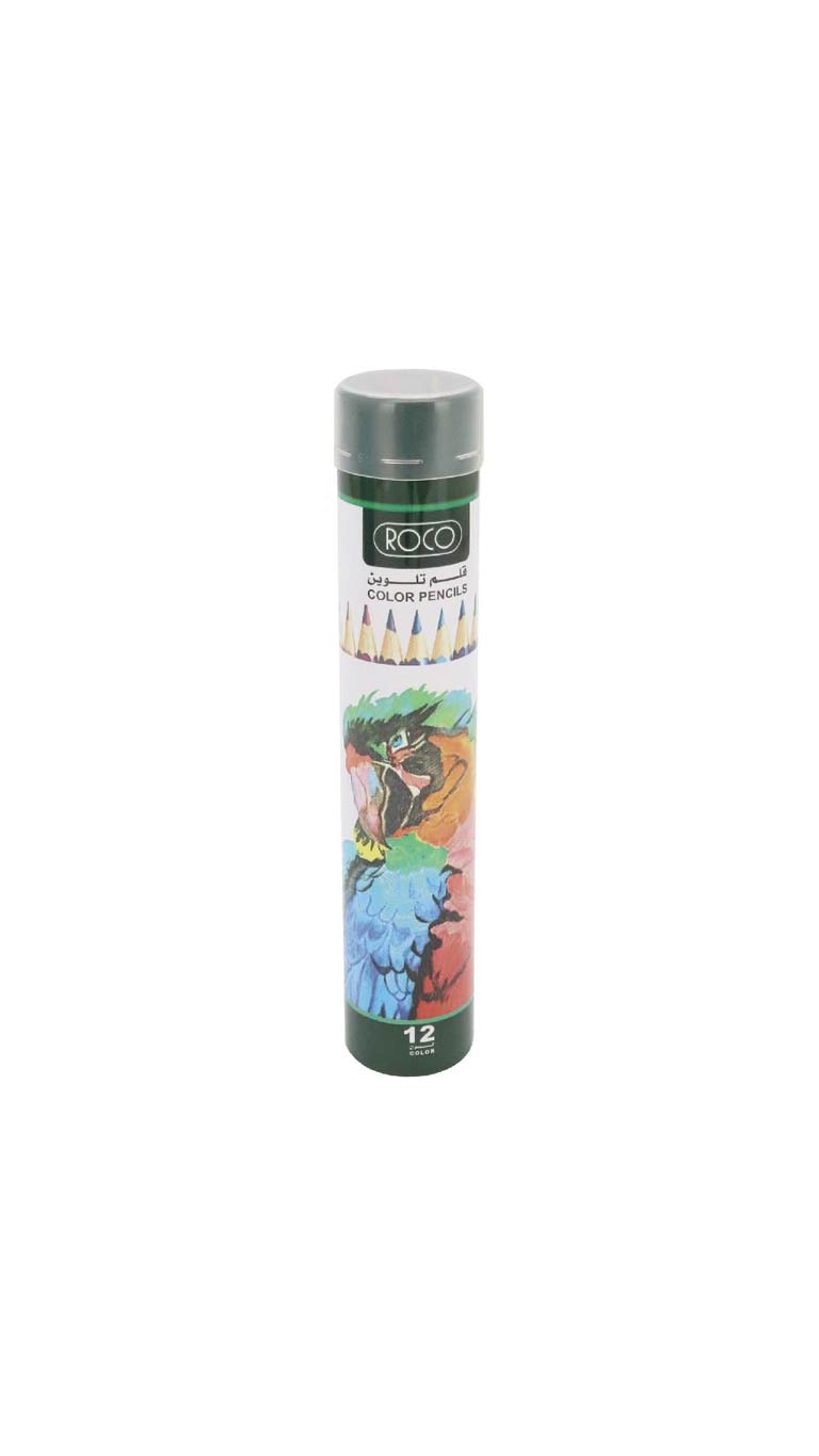 Roco Color Pencils with Round Case - 12 Pcs