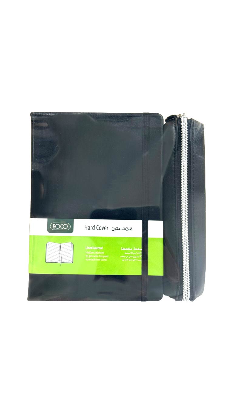 Roco Hard Cover Journal with Pencil Case - Black