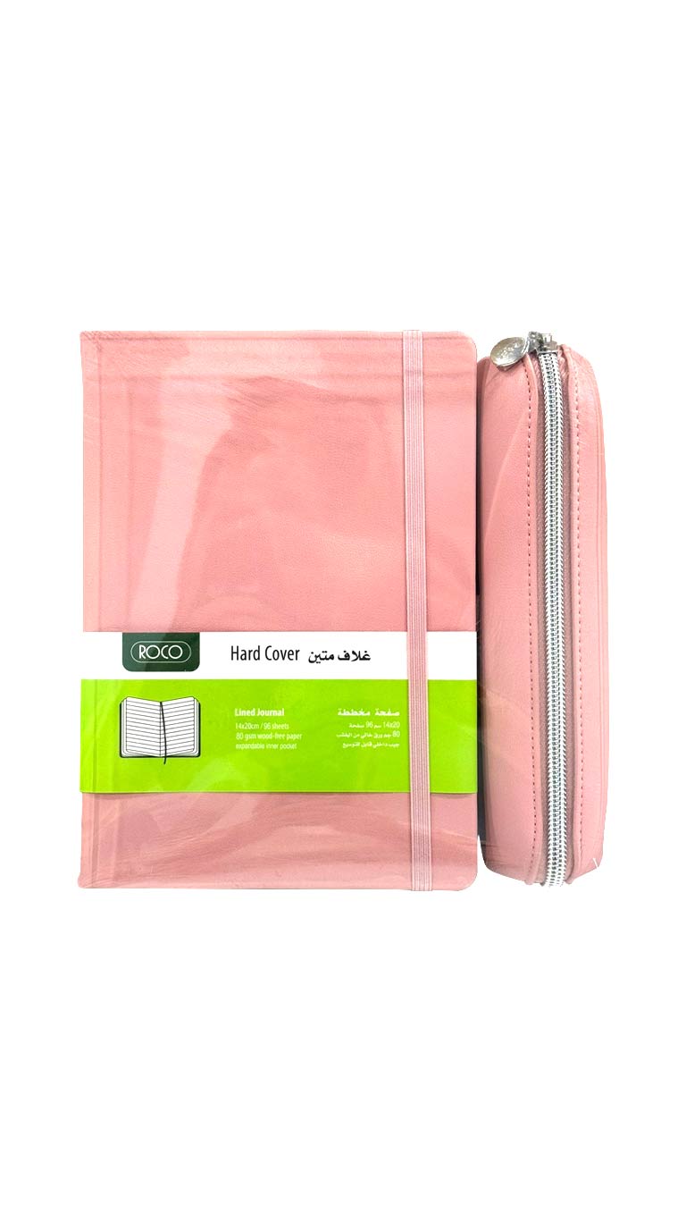Roco Hard Cover Journal with Pencil Case - Pink