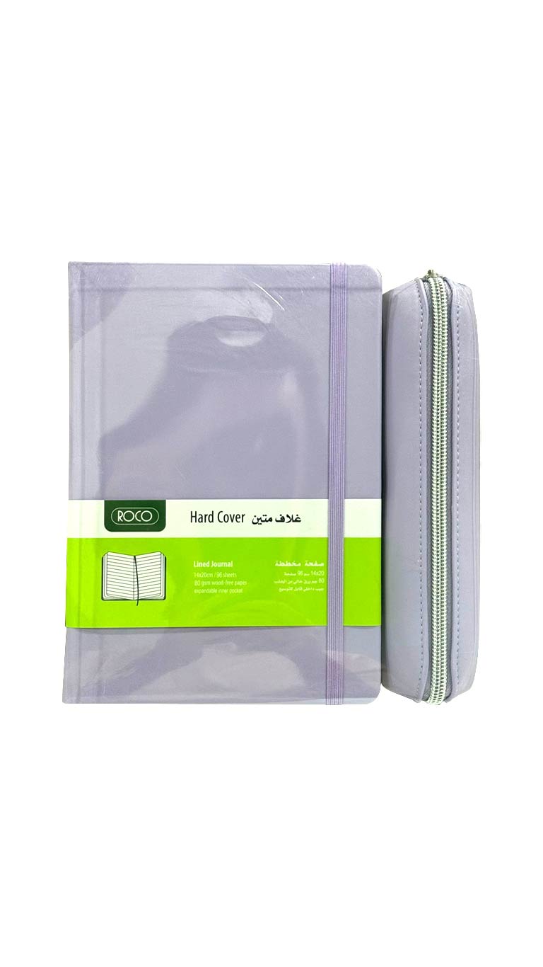 Roco Hard Cover Journal with Pencil Case - Purple