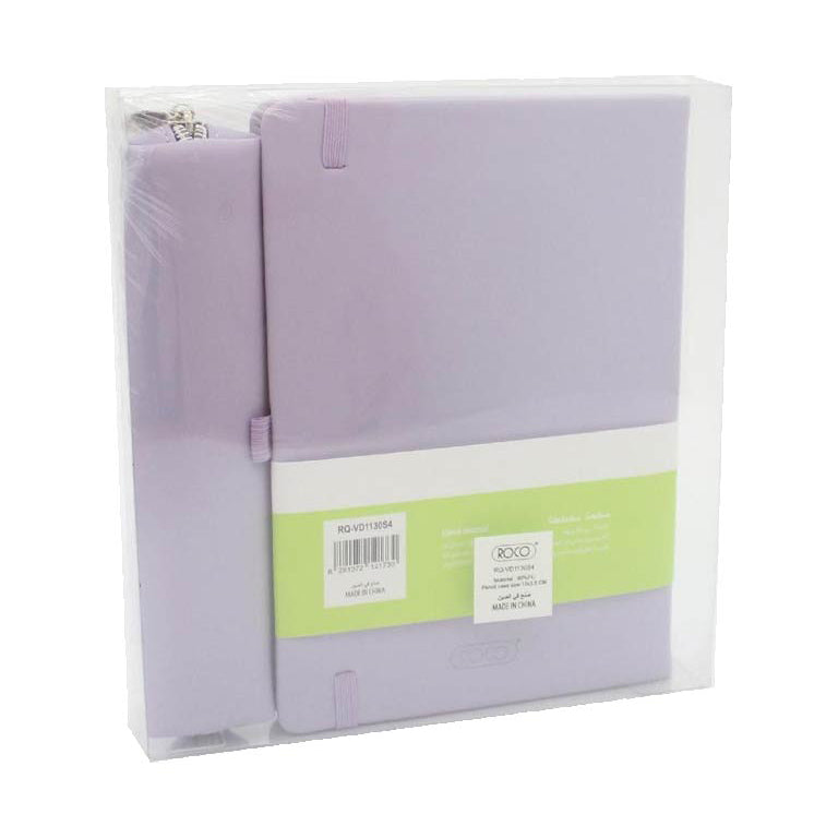 Roco Hard Cover Journal with Pencil Case - Purple