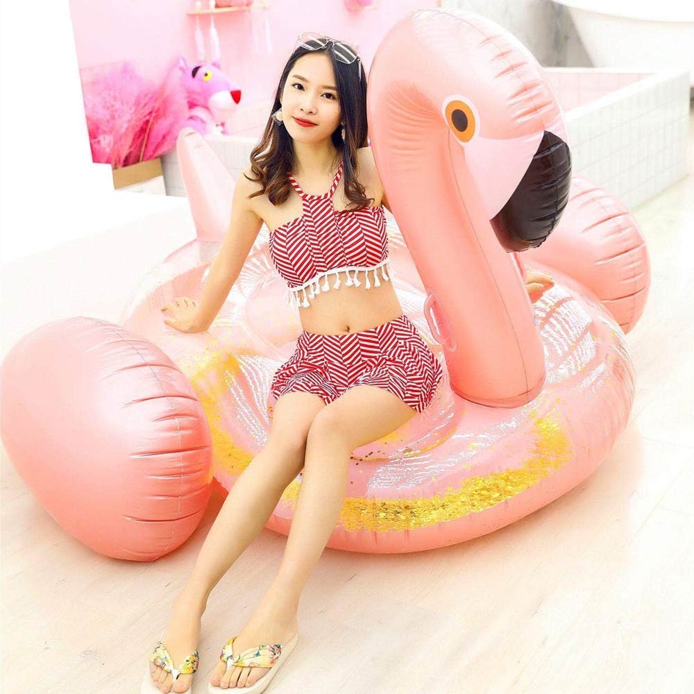 Rose Gold Sequined Huge Float - Flamingo