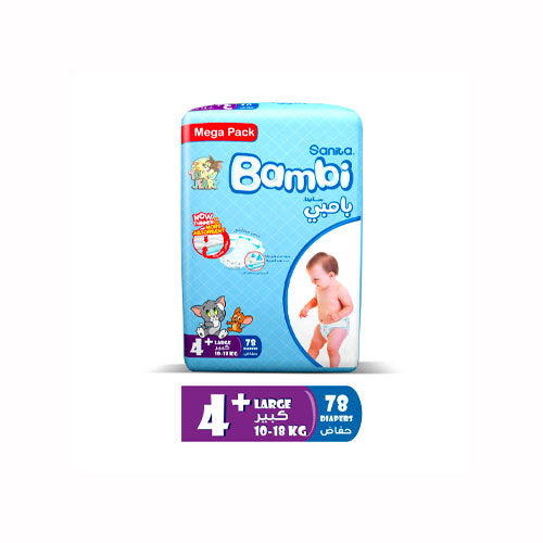 SanitaBambiSize-4+Large(10-18kg)78DiapersMegaPack