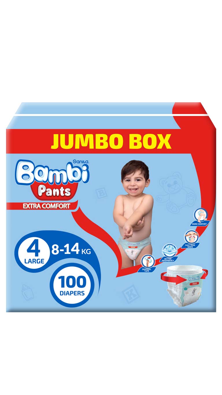 SanitaBambiSize4Large(8-14-kg)100PantsJumboBox3