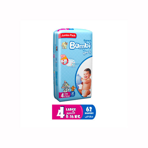 SanitaBambiSize4Large(8-16kg)62DiapersJumboPack
