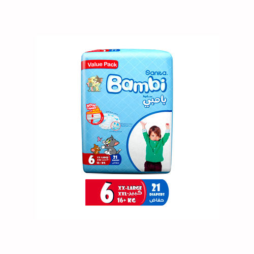SanitaBambiSize6-XXLarge(16+kg)21DiapersValuePack