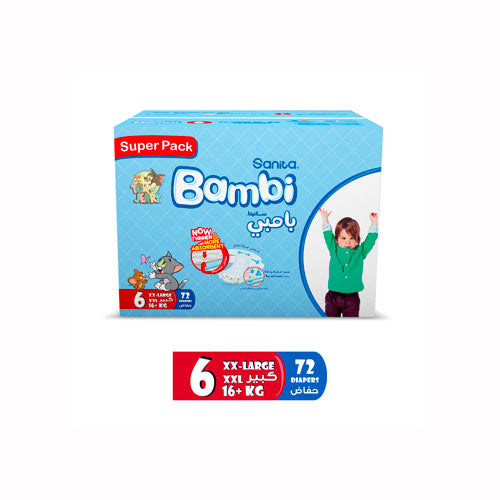 Sanita Bambi Size 6 XX-Large (16+kg) – 72 Diapers Super Pack