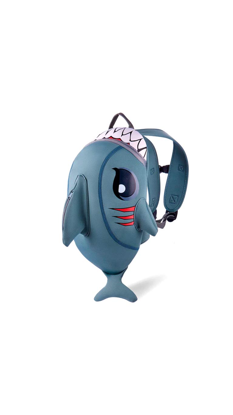 Crazy Safety Shark Children Backpack - Gray