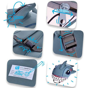 Crazy Safety Shark Children Backpack - Gray