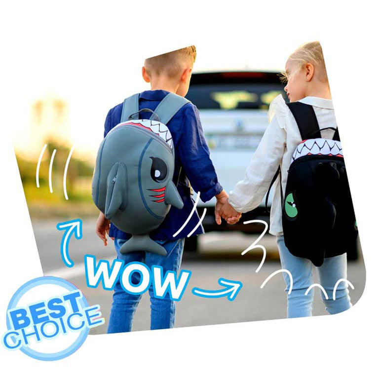 Crazy Safety Shark Children Backpack - Gray