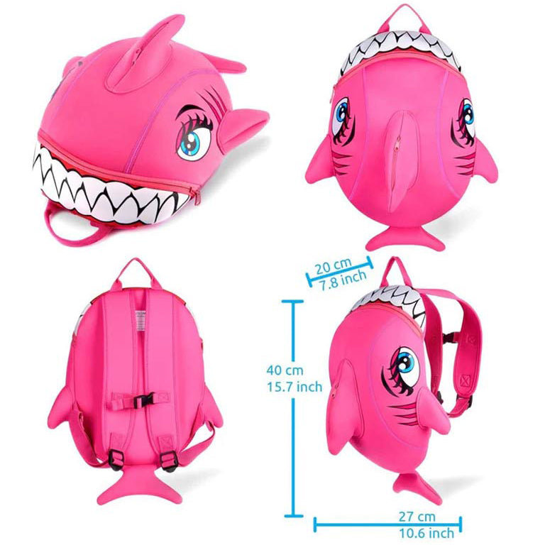 Crazy Safety Shark Children Backpack - Pink