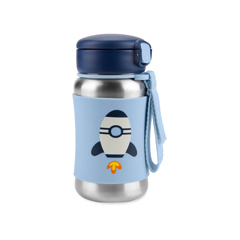 Skip Hop Spark Style Stainless Steel Straw Bottle 350ml (12m+) - Rocket