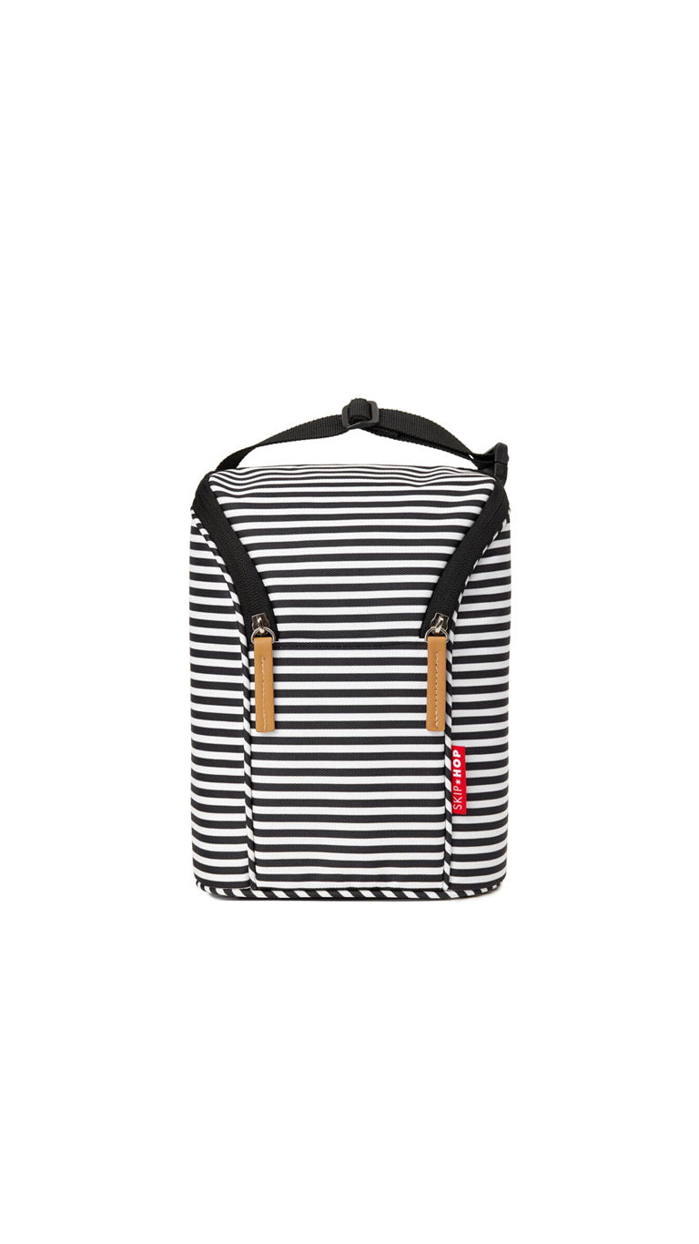 Skiphop Grab & Go Double Bottle Bag - Black/White Stripe