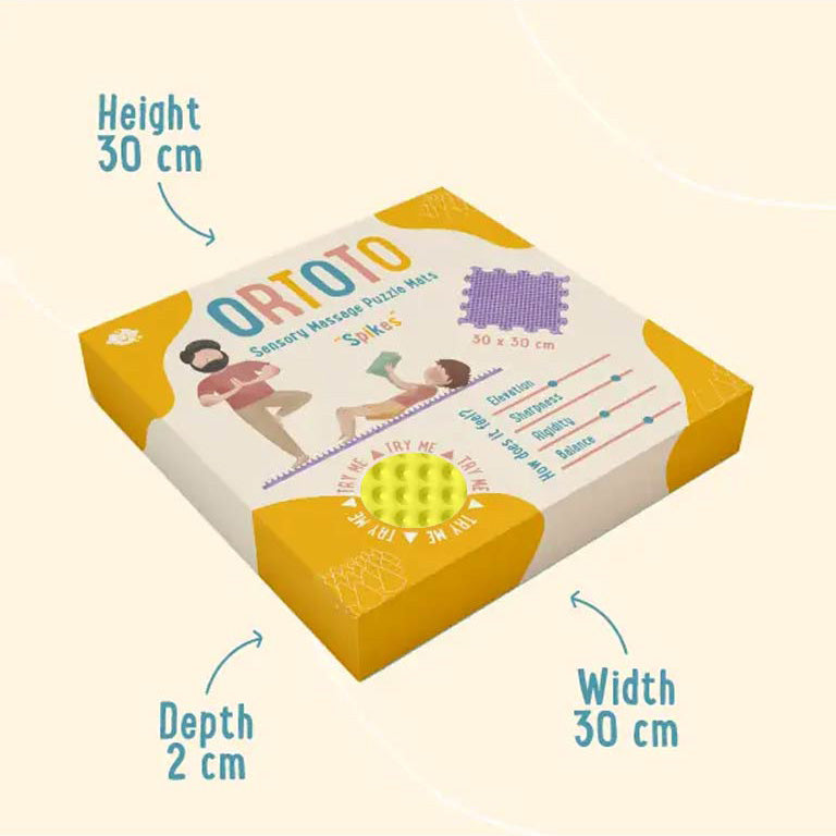 Ortoto Sensory Massage Puzzle Mat (Spikes) - Pastel Lemon