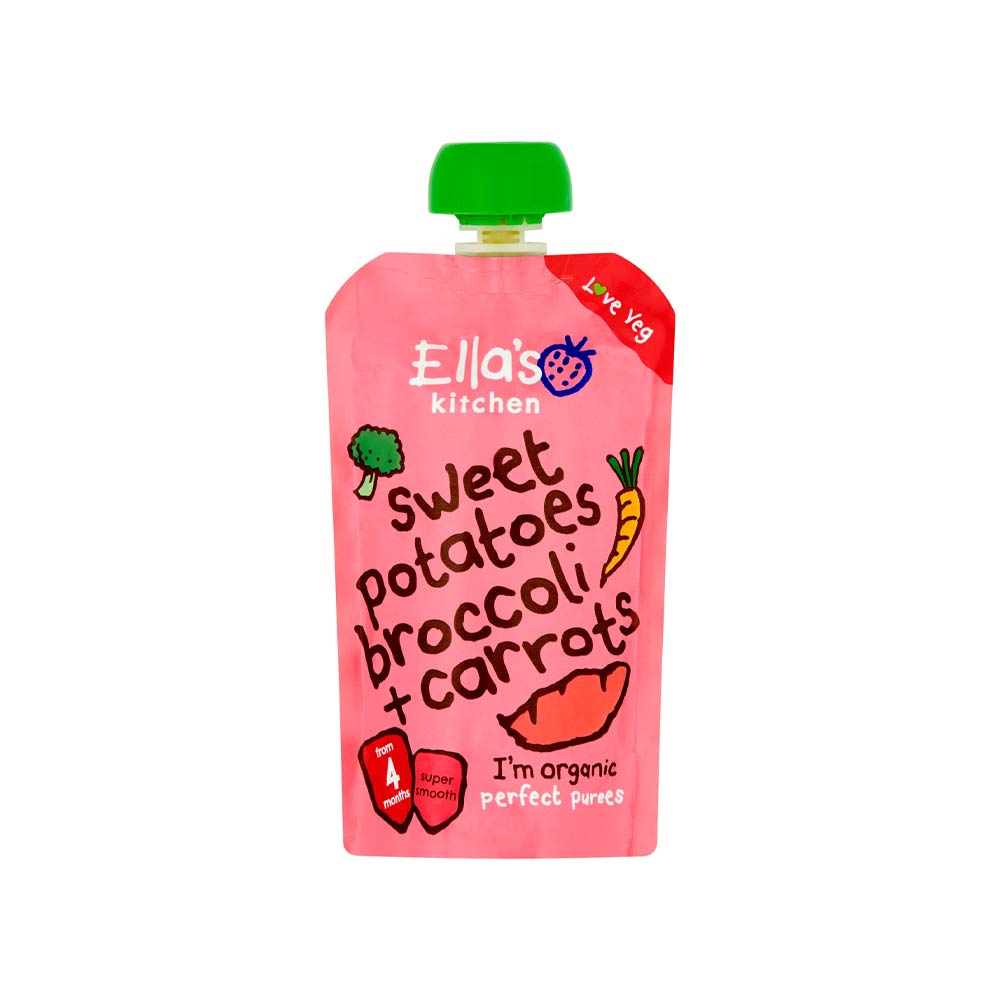 Ella's Kitchen Organic Puree (4m+) 120g - Sweet Potatoes Broccoli + Carrots