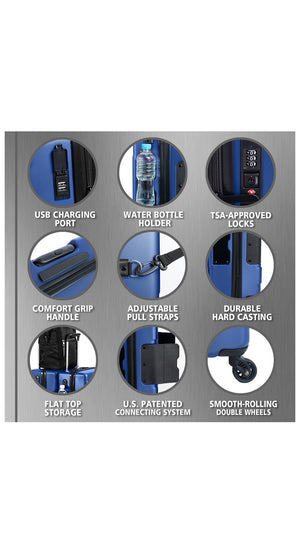 Tach V3 Connectable Luggage Bag Set of 3 - Midnight Blue