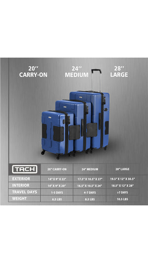 Tach V3 Connectable Luggage Bag Set of 3 - Midnight Blue