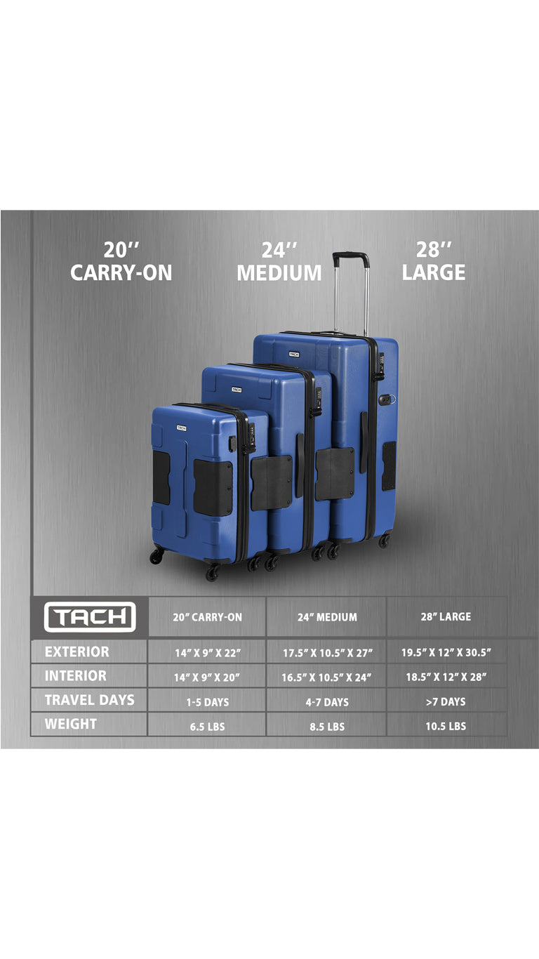 Tach V3 Connectable Luggage Bag Set of 3 - Midnight Blue