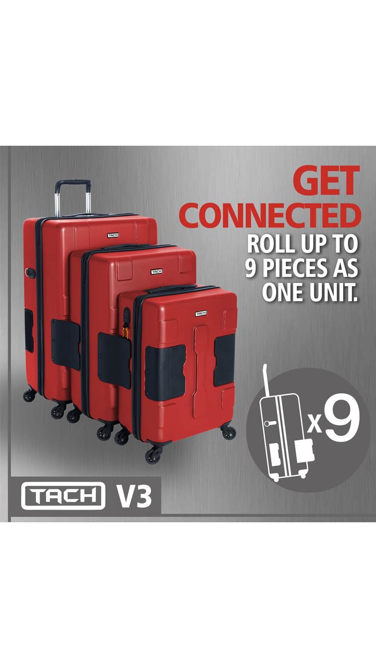 Tach Luggage V3 Connectable Luggage Set of 3 - Wine Red