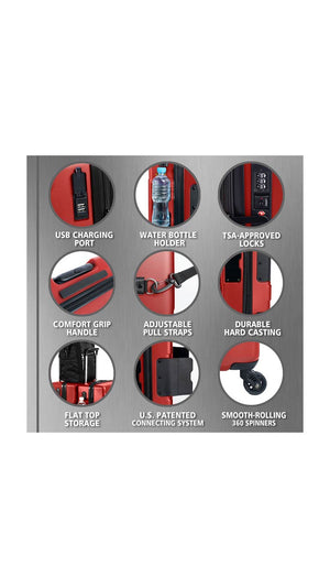 Tach Luggage V3 Connectable Luggage Set of 3 - Wine Red