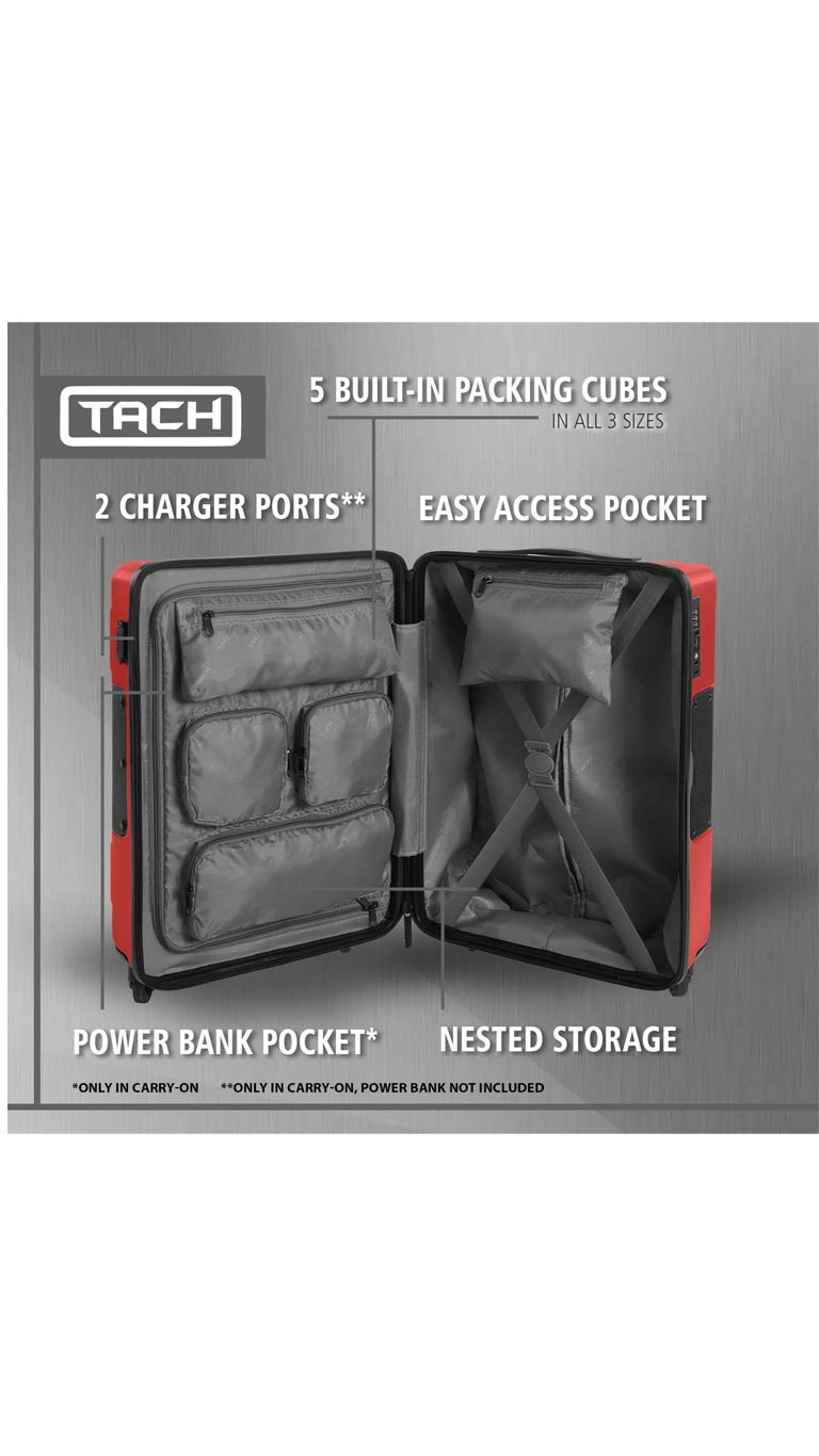 Tach Luggage V3 Connectable Luggage Set of 3 - Wine Red