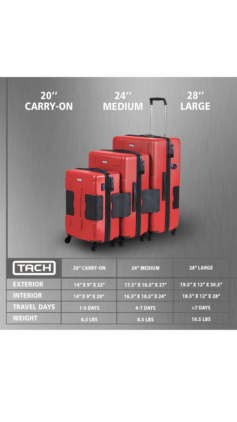 Tach Luggage V3 Connectable Luggage Set of 3 - Wine Red