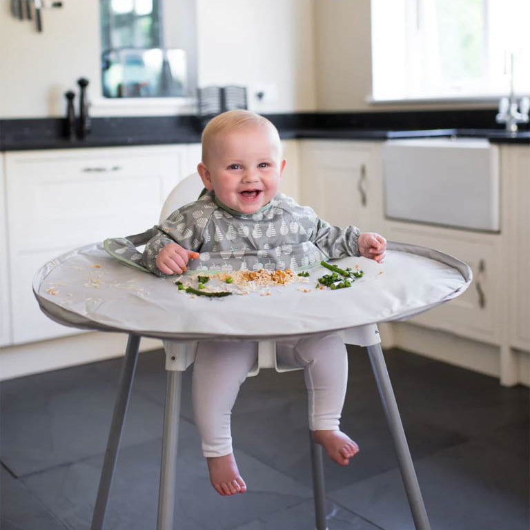 Tidy Tot Bib & Tray Set with Bag - Dove Gray