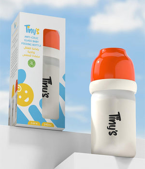 Tinys-Anti-Colic-Glass-Feeding-Bottles-240ml-Orange-Large