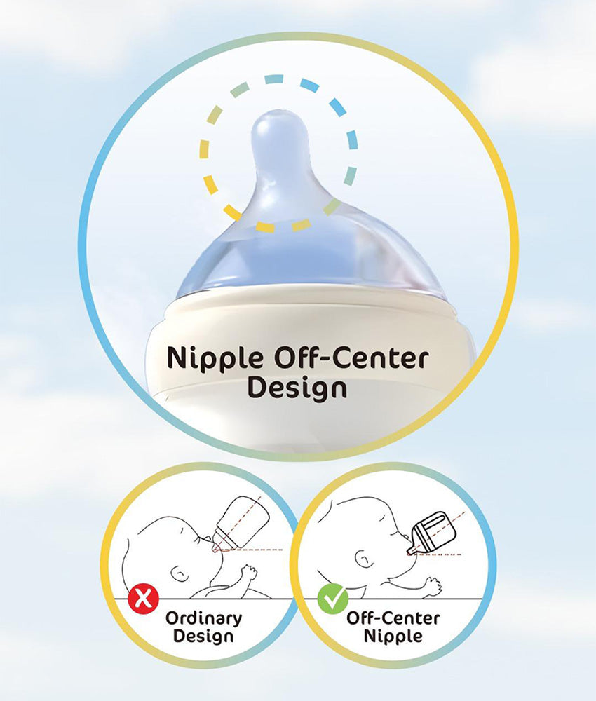 Tiny's Anti-Colic Glass Feeding Bottle (6m+) 240ml - Yellow