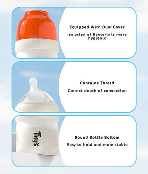 Tiny's Anti-Colic Glass Feeding Bottle (6m+) 240ml - Yellow