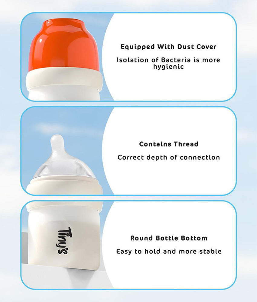 Tiny's Anti-Colic Glass Feeding Bottle (6m+) 240ml - Yellow