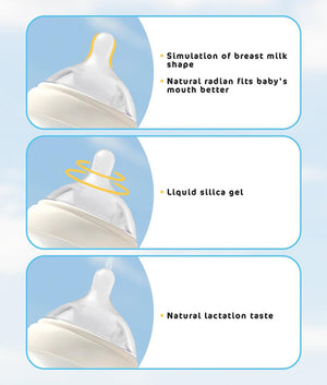Tiny's Anti-Colic Glass Feeding Bottle (6m+) 240ml - Yellow
