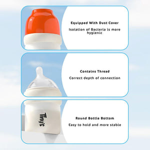 Tiny's Anti-Colic Glass Feeding Bottle (0-3m) 80ml - Orange