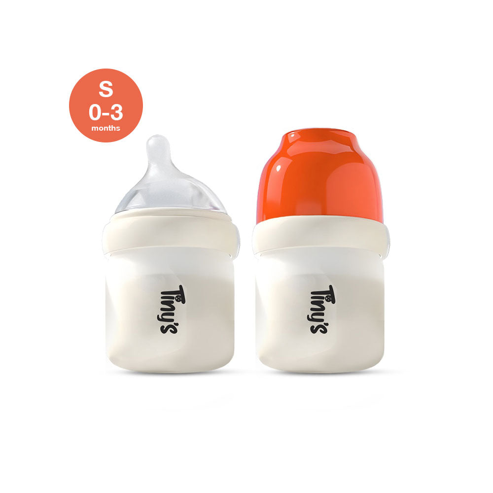Tiny's Anti-Colic Glass Feeding Bottle (0-3m) 80ml - Orange