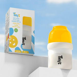 Tiny's Anti-Colic Glass Feeding Bottle (0-3m) 80ml - Yellow